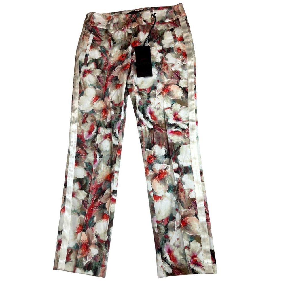 NWT Corel Women's Flower Cropped Pant Evie Pintuk Pockets Multicolor Size 36